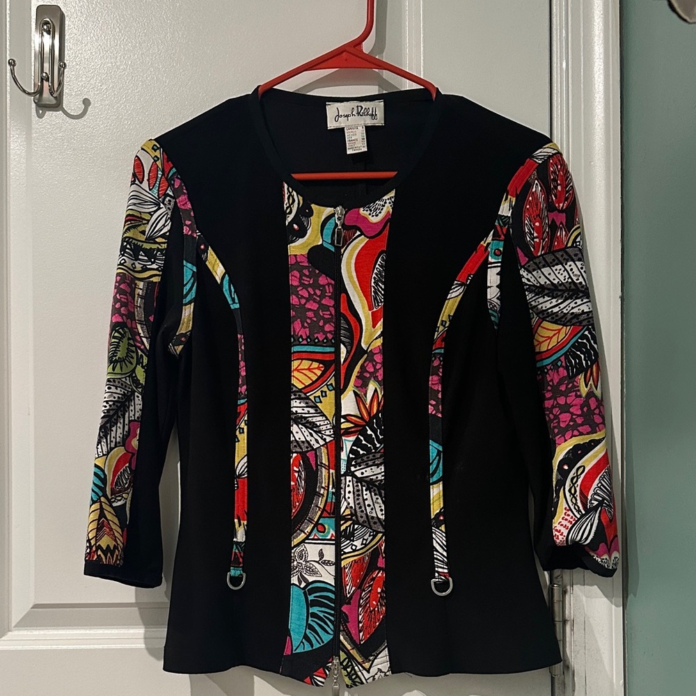 Joseph Ribkoff Black and Multicolor Artistic Blazer